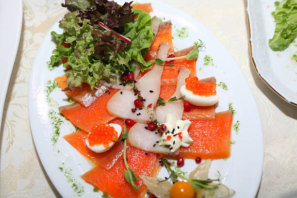 Light seafood dinner with greens