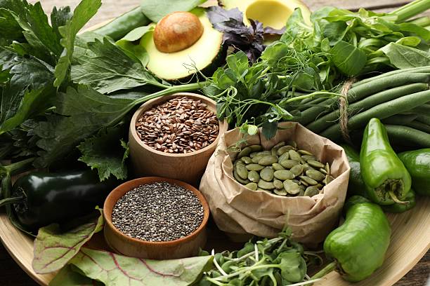 Magnesium-rich seeds and leafy greens